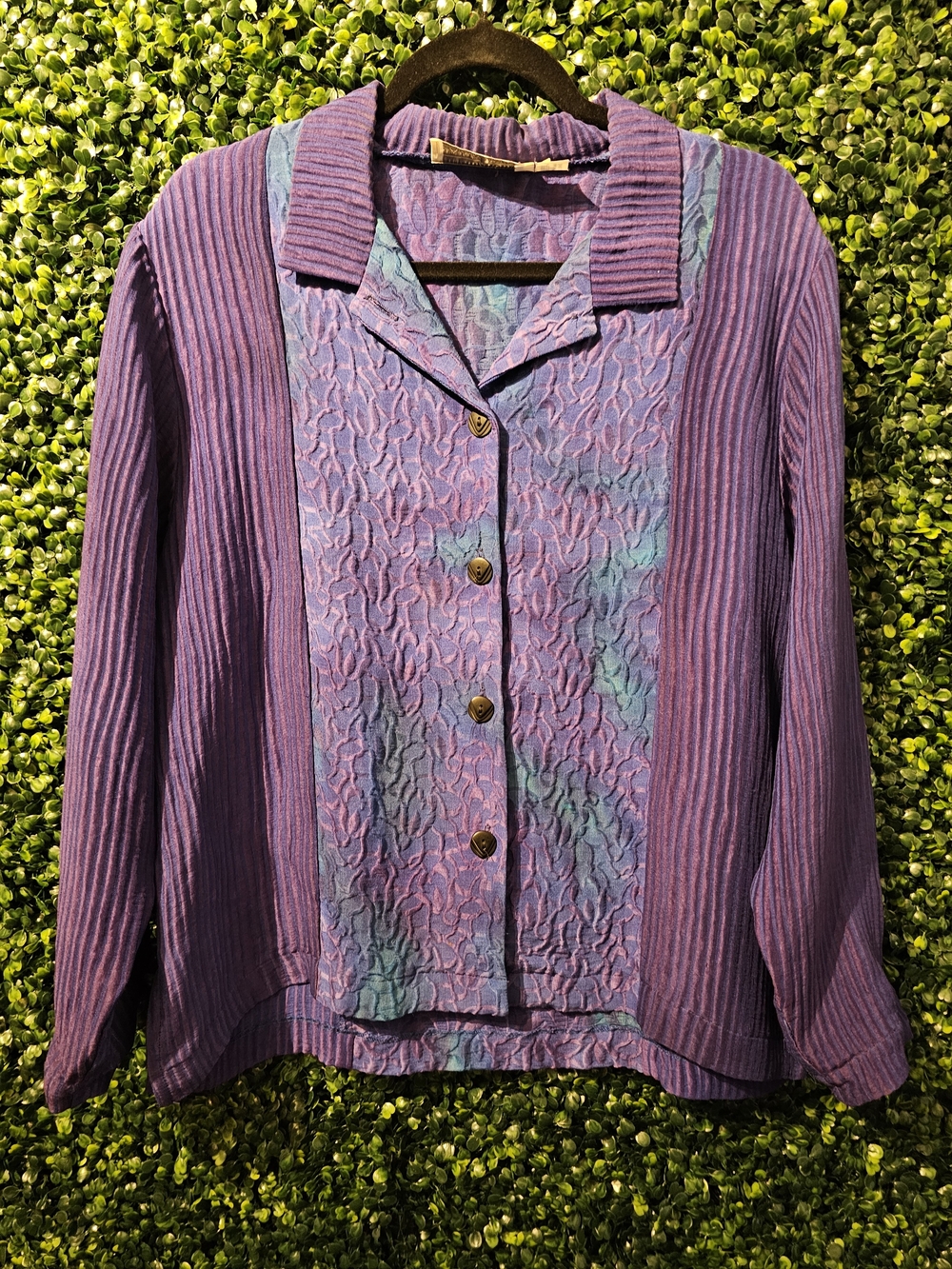 Sally Ryan Purple Textured Button-Front Women’s Top